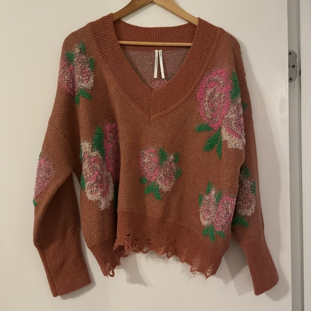 Brand new anthropologie sweater with floral design